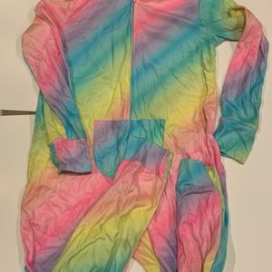Justice rainbow hooded llama unicorn onesie